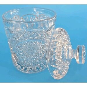 VINTAGE EAPG IMPERIAL GLASS No. 282 Hobstar Roanoke Star Lidded‎ BISCUIT BARREL